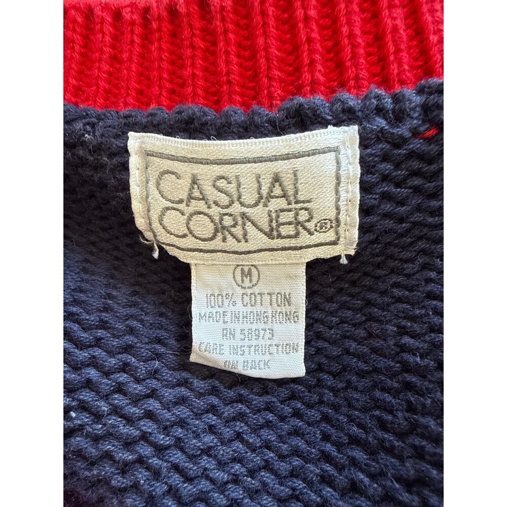VINTAGE Casual Corner American Flag Red, White, Blue Knit Cardigan Sweater - Picture 5 of 5